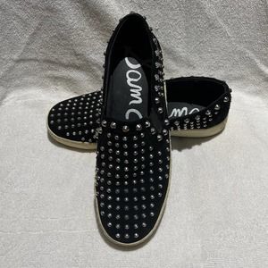 Sam Edelman Women's Size 39.5 EU 8.5 US Black Leather Carlson Stud Loafer Shoes